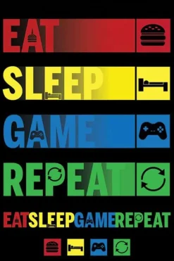 Eat Sleep Game Repeat plakat