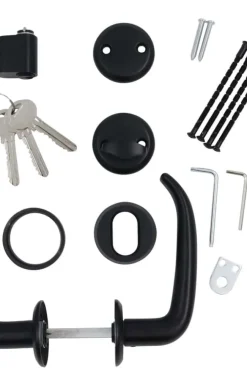 Home-it® dørhåndtakssett til hoveddør med 3 nøkler mattsvart