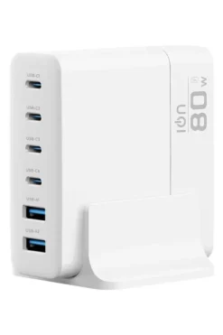 ION Pro UC136 80W GaN-lader med 6 porter