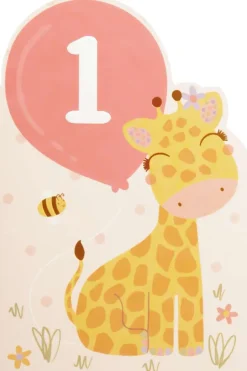 Kort 1 år Giraff rosa