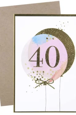 Kort 40 år Rosa/gull