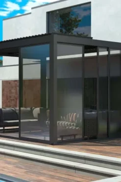 Krifon Stavern pergola skyvedør i glass