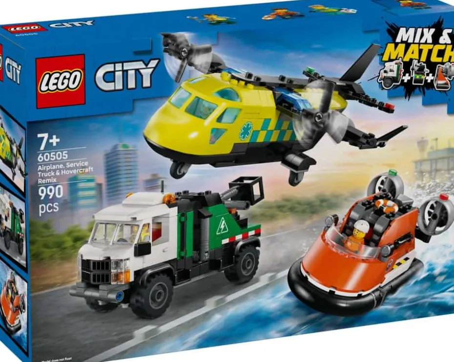 LEGO® City Fly-, servicebil- og luftputebåt-remix 60505