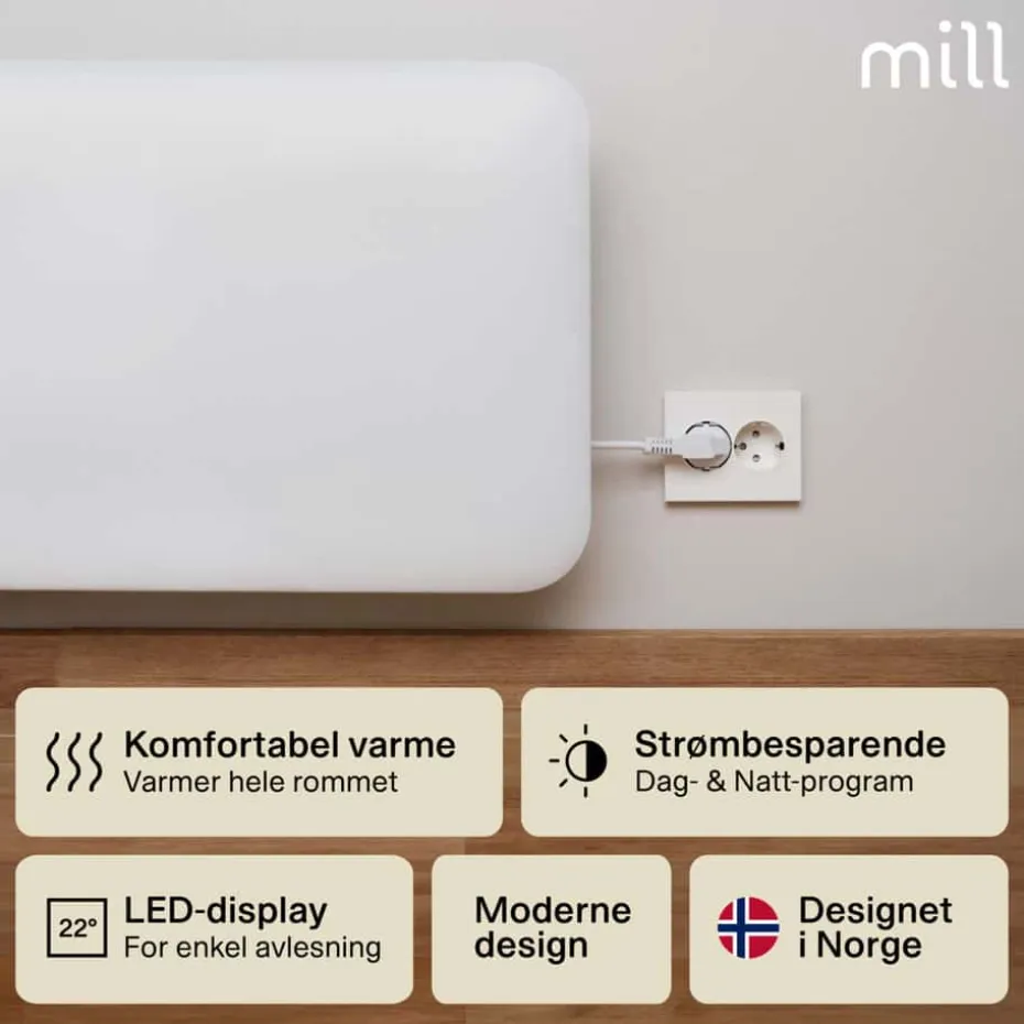 Mill Invisible 600W panelovn