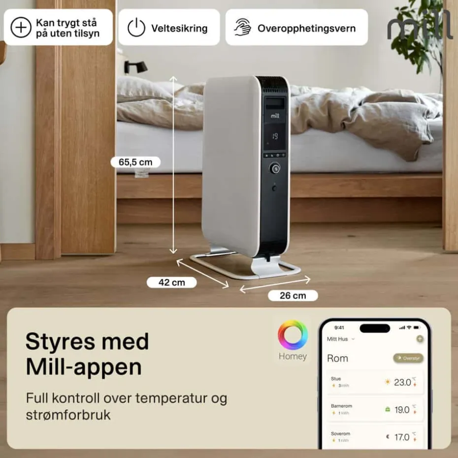 Mill Gentle AirWiFi 2000W oljefylt radiator