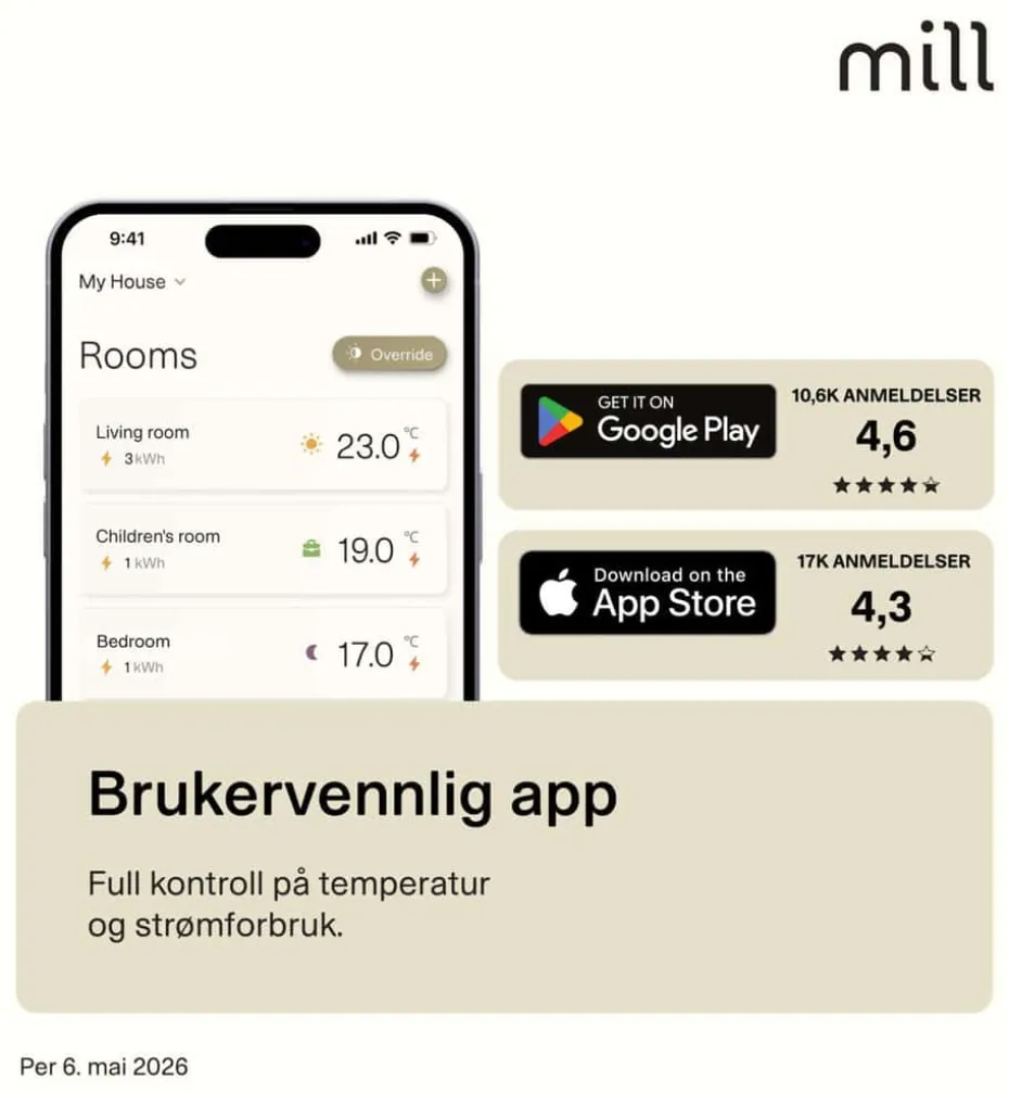 Mill Gentle AirWiFi 2000W oljefylt radiator