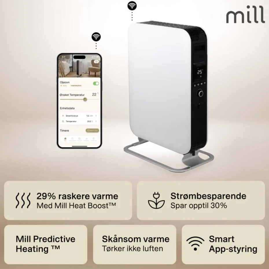 Mill Gentle AirWiFi 2000W oljefylt radiator