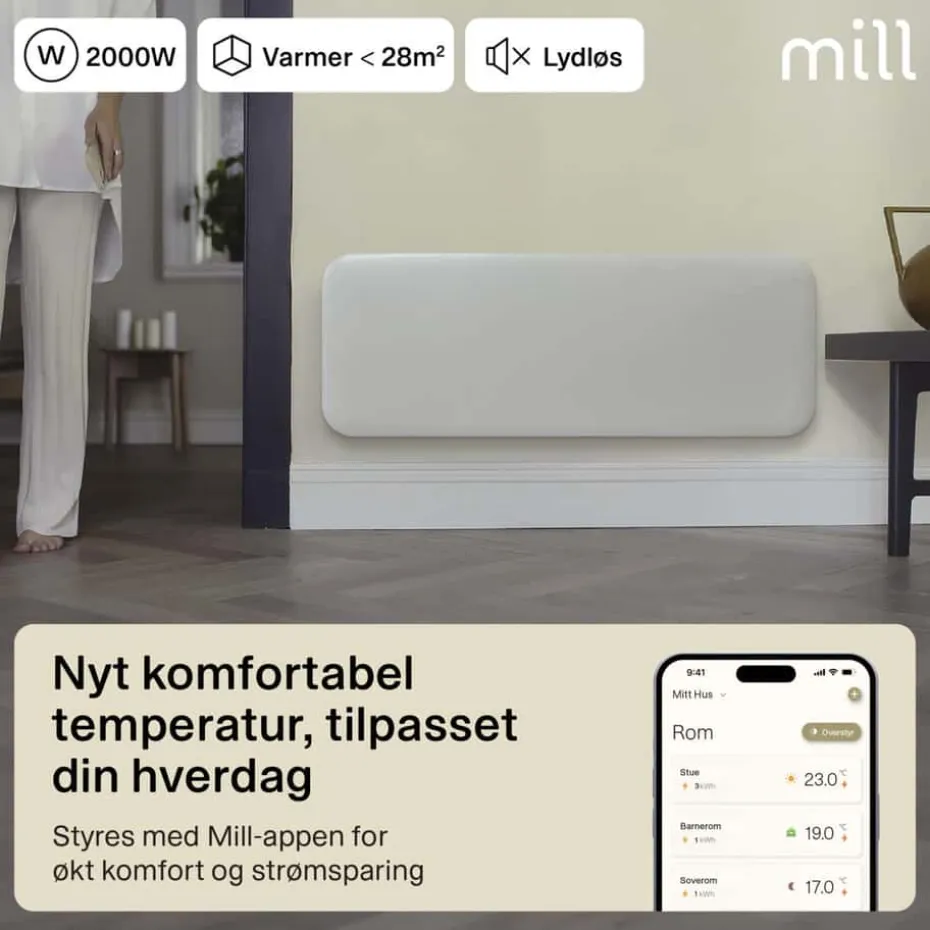 Mill Invisible Smart WiFi Gen 4 2000W panelovn