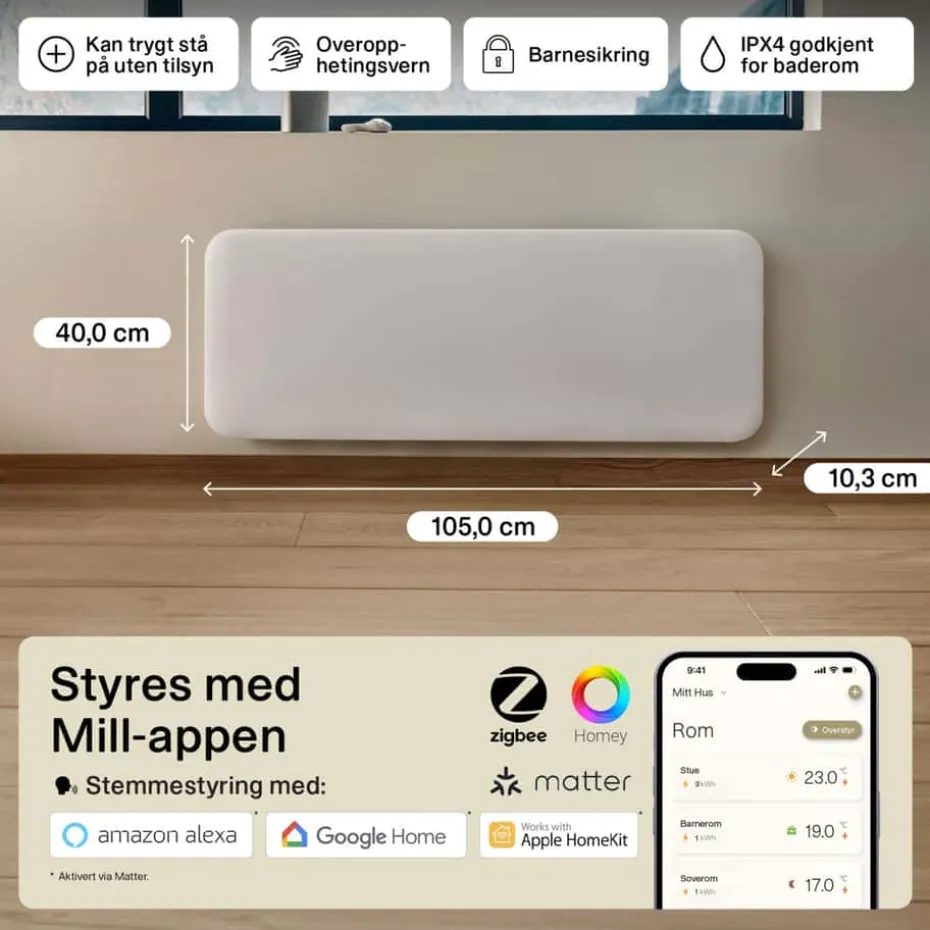 Mill Invisible Smart WiFi Gen 4 2000W panelovn