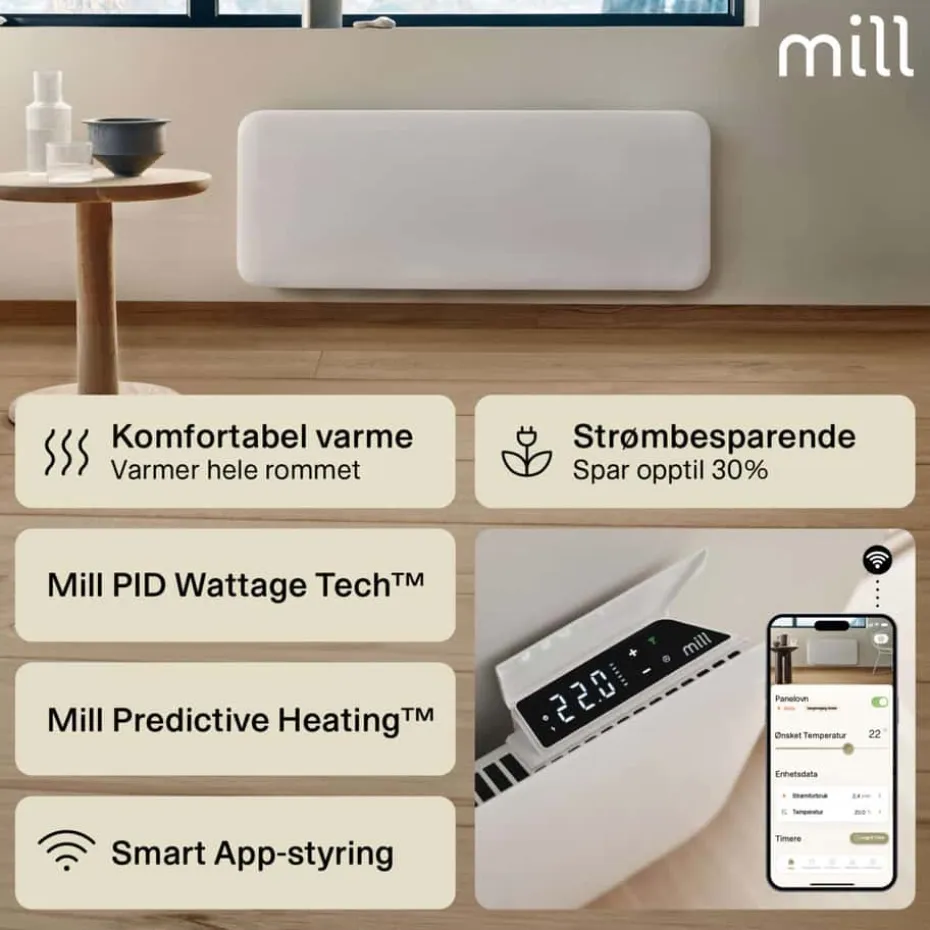 Mill Invisible Smart WiFi Gen 4 2000W panelovn