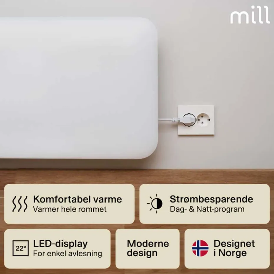 Mill Invisible 900W panelovn