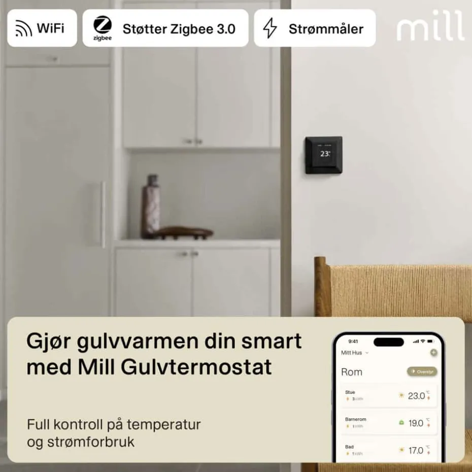 Mill Smart WiFi gulvtermostat