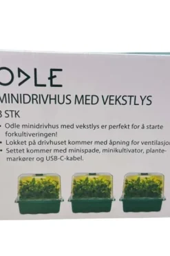 Odle minidrivhus med LED-lys 3-pk