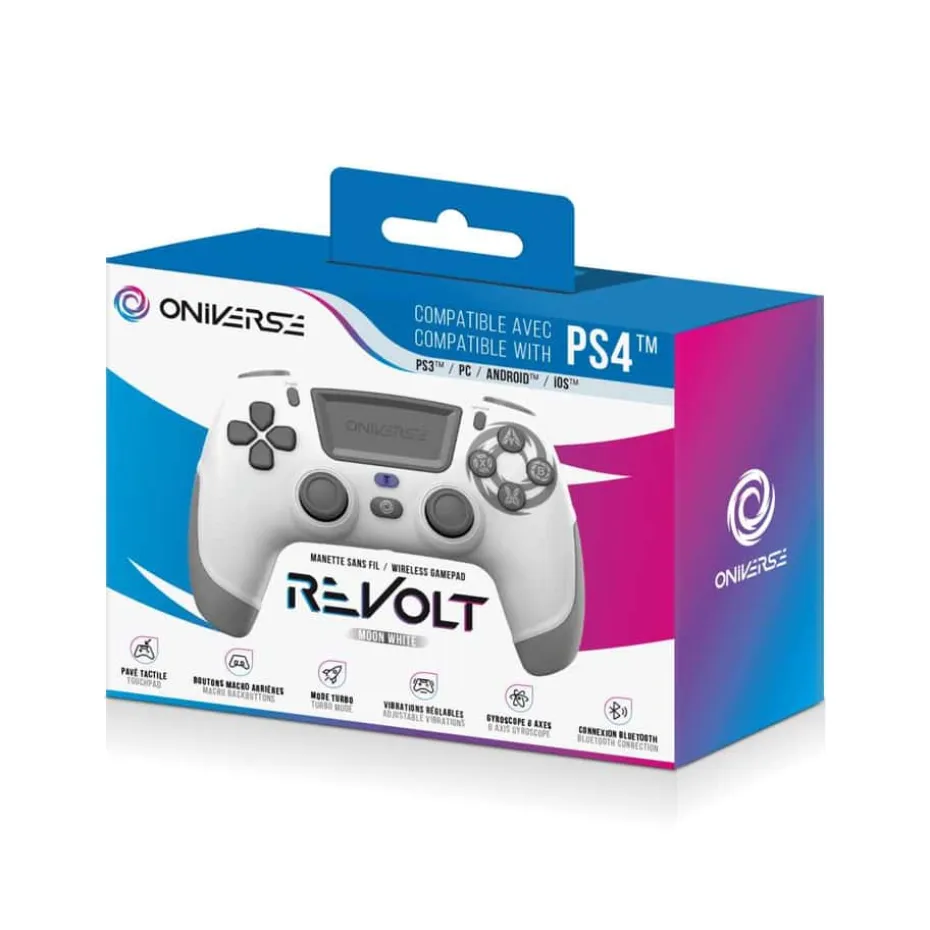 ONIVERSE Trådløs Revolt Bluetooth-kontroller Moon White (PS4 - PC - Mobil)