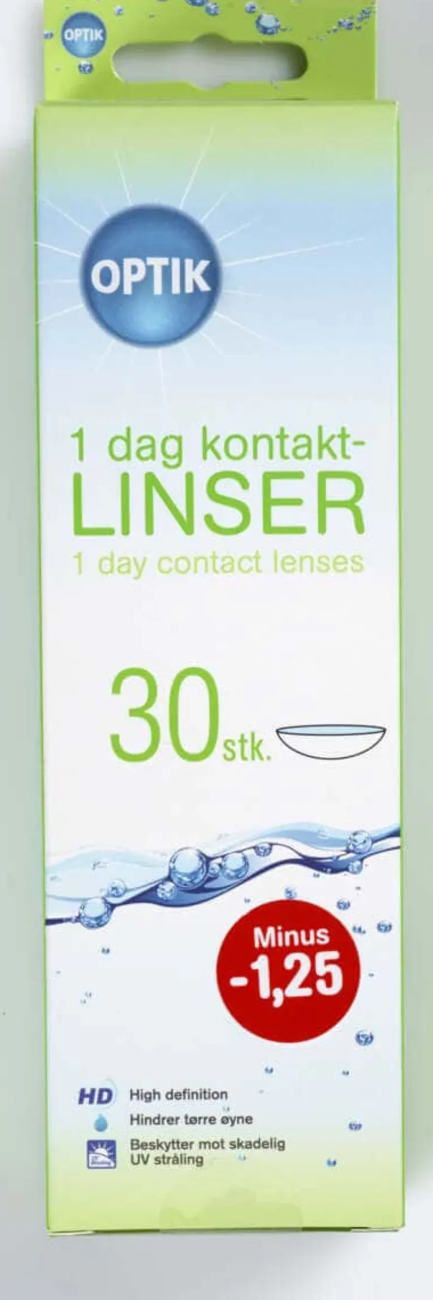30-pakk hverdagslinser styrke -1,25