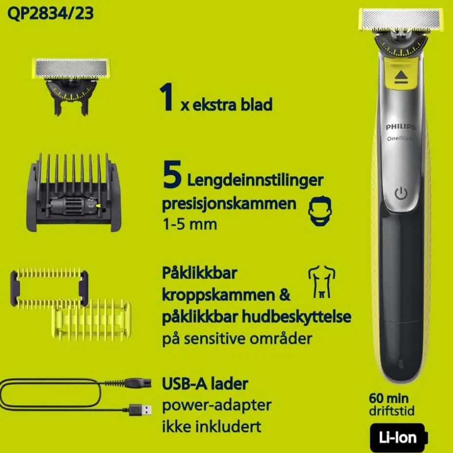Philips OneBlade QP2834/23 skjegg - og kroppstrimmer