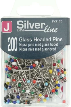 Silverline knappenåler med glasshode