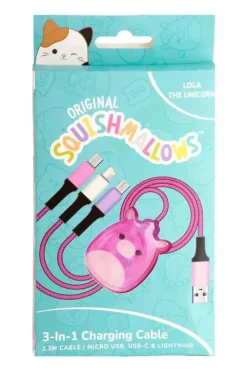 Squishmallows® 3-i-1 USB-C/Micro/Lightning ladekabel