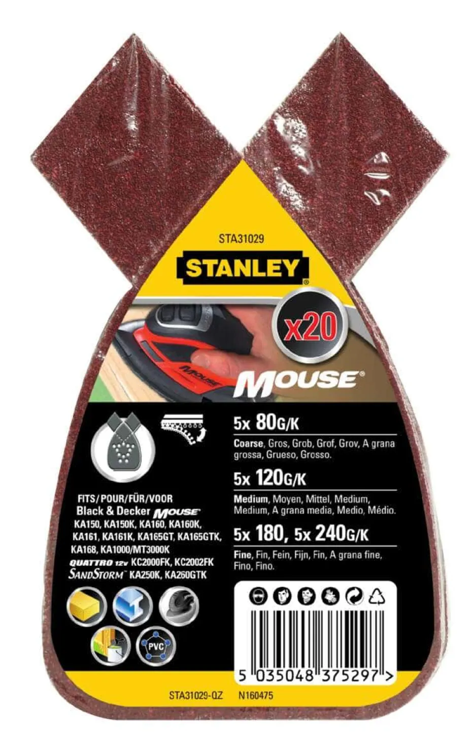 Stanley STA31029 Mouse slipepapir 20-pk