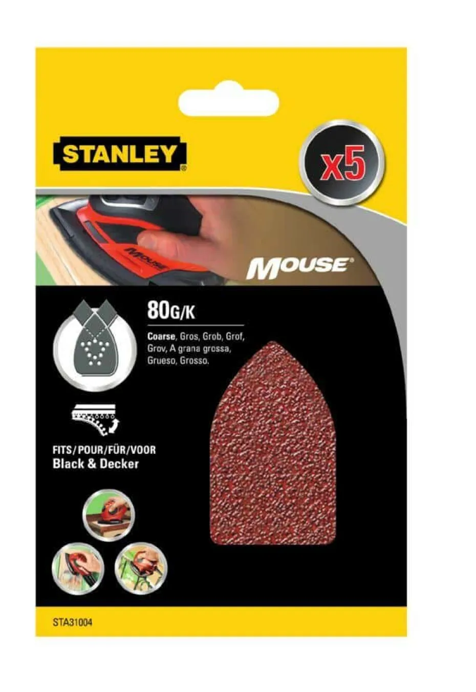 Stanley STA31004 Mouse slipepapir 5-pk