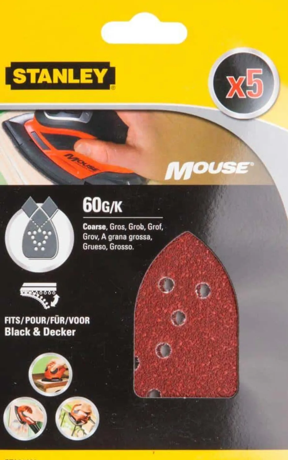 Stanley STA31039 Mouse slipepapir 5-pk