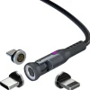 Statik Kabel 360 Pro Magnetisk Spiss USB-C/Lightning/MicroUSB Svart 1 m