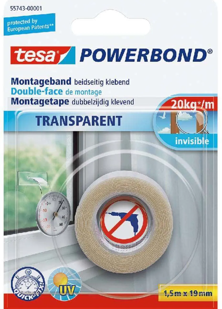 tesa® Powerbond® Transprent dobbelklebende monteringstape