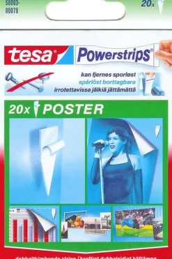 tesa® Powerstrips tosidig tape 20-pk