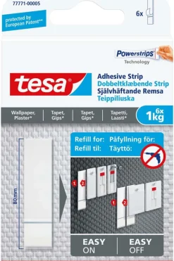 tesa® Powerstrips tapet og gips 1 kg selvklebende limstrimler 6-pk